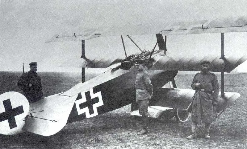 The red Fokker Dr1 of Manfred von Richthofen on the ground.